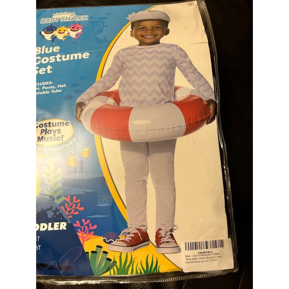 Baby Shark Toddler Blue Costume Set 5T-6T‎ Musical Halloween play music